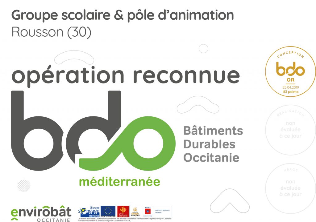 Attestation BDO Or Groupe scolaire et pôle animation Rousson